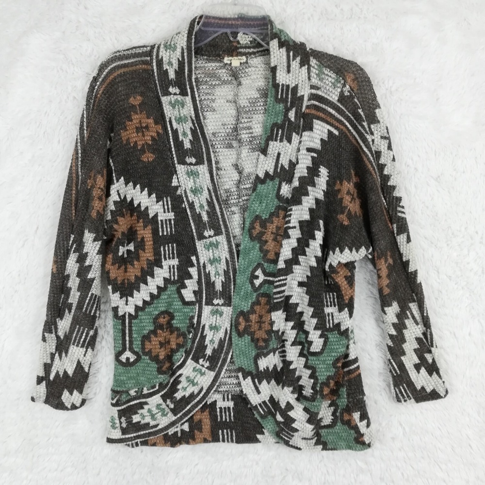 EyeShadow Sweater Womens Cardigan Aztec Open Front Multicolor Medium